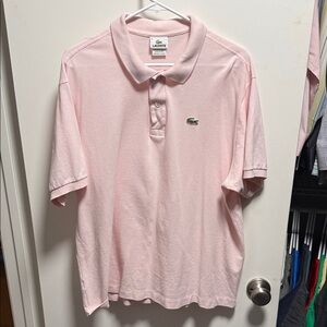Lacoste Men’s Light Pink Pique Polo with Green Crocodile
